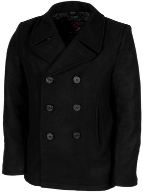 US Pea Coat, schwarz, mit schwarzen Knöpfen