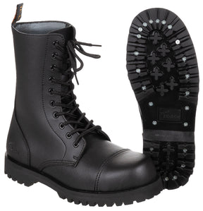 Stiefel, 10-Loch,"Pure Trash", schwarz, Stahlkappe, Schrauben