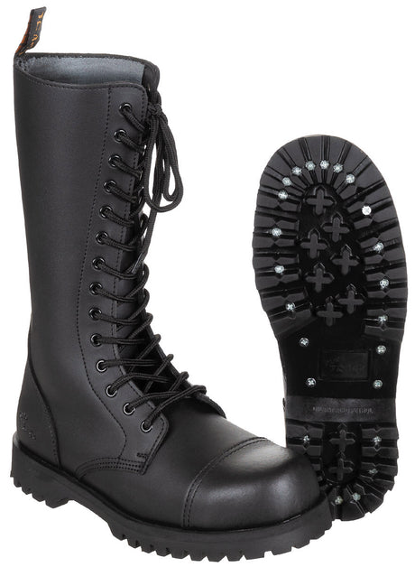 Stiefel, 14-Loch,"Pure Trash", schwarz, Stahlkappe, Schrauben