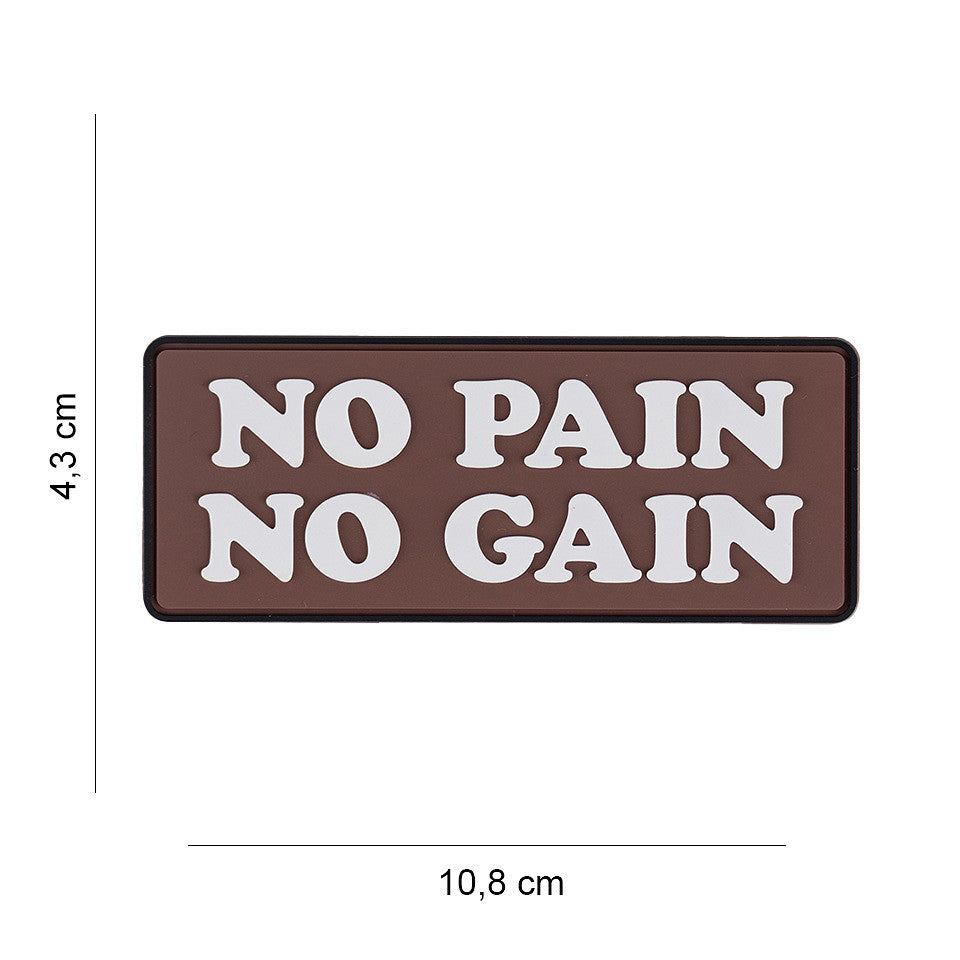 Klettabzeichen No pain No Gain - braun