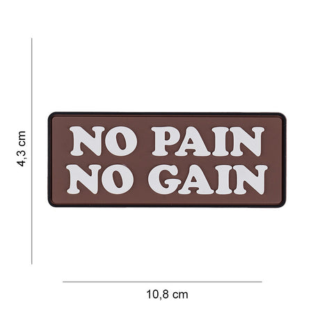 Klettabzeichen No pain No Gain - braun