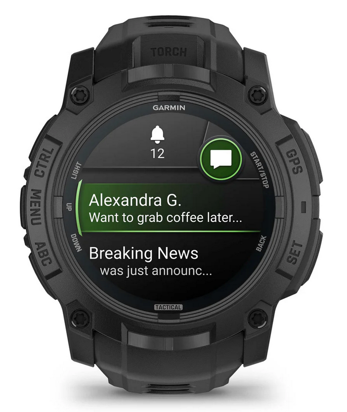 Instinct 3 – 50 mm AMOLED Tactical Schwarz mit Silikon-Wechselarmband 22 mm
