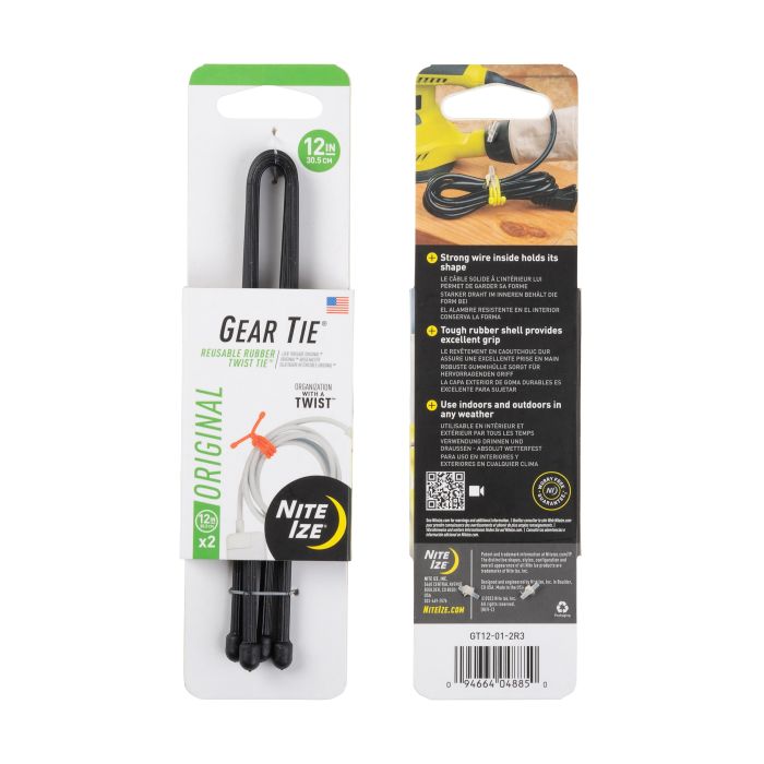 Mehrzweckbinder Gear Tie Original, 12 Inch (schwarz)