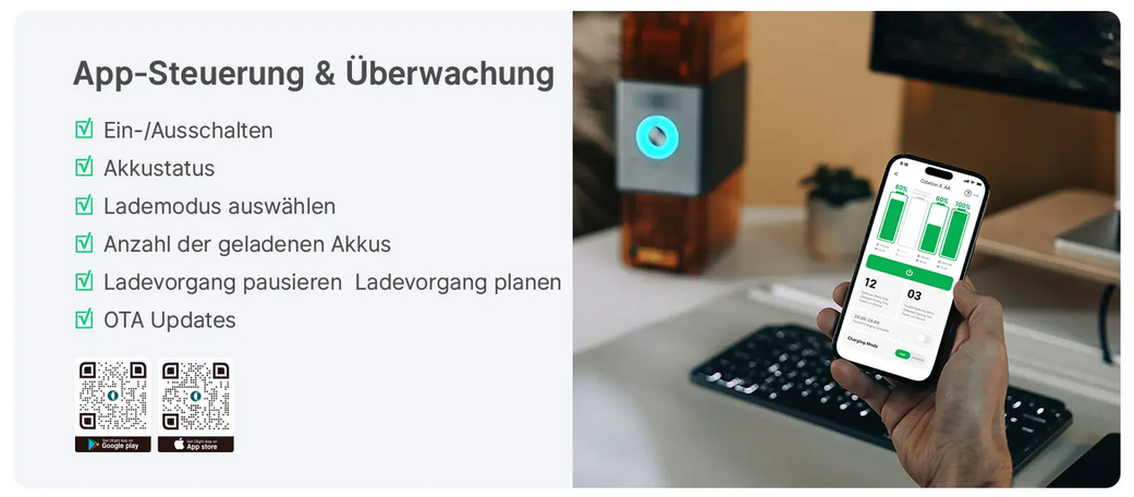 Ostation X automatisches 3 in 1 Ladegerät für AA-Akkus