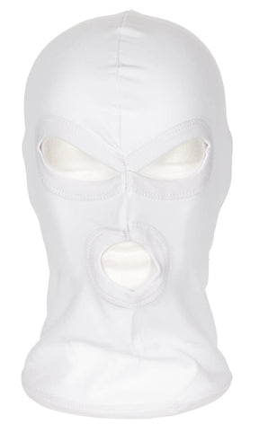 Balaclava, 3-Loch, dünn, weiss, 100 % Baumwolle