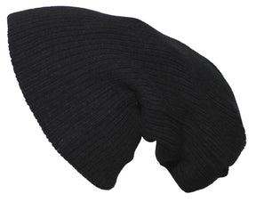 Strickmütze, "Beanie", Rip, schwarz, extra lang