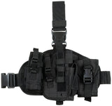 Pistolenbeinholster, "MOLLE", rechts, schwarz, mit Taschen