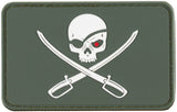 Klettabzeichen, 3D, "Skull with Swords", oliv