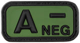 Klettabzeichen, schwarz-oliv, Blutgruppe "A NEG", 3D