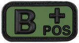 Klettabzeichen, schwarz-oliv, Blutgruppe "B POS", 3D