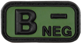 Klettabzeichen, schwarz-oliv, Blutgruppe "B NEG", 3D