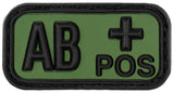 Klettabzeichen, schwarz-oliv, Blutgruppe "AB POS", 3D