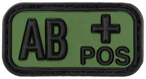 Klettabzeichen, schwarz-oliv, Blutgruppe "AB POS", 3D