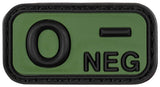 Klettabzeichen, schwarz-oliv, Blutgruppe "O NEG", 3D