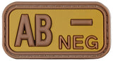 Klettabzeichen, braun-khaki, Blutgruppe "AB NEG", 3D