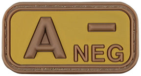 Klettabzeichen, braun-khaki, Blutgruppe "A NEG", 3D