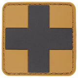 Klettabzeichen, "FIRST AID", coyote-schwarz, 3D, 5 x 5 cm