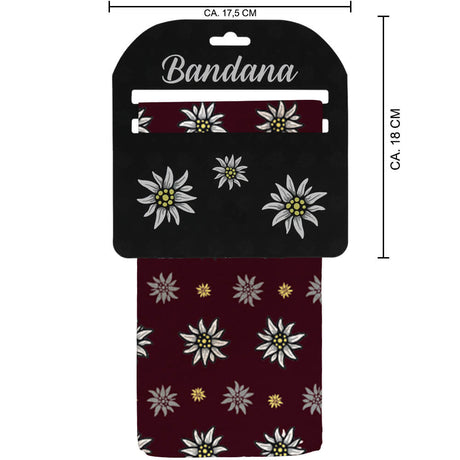 Bandana, bordeaux Edelweiss, Gr. 55 x 55 cm, Baumwolle