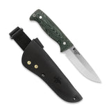 M07 Full Tang grün, unbeschichtet, Lederscheide (schwarz)