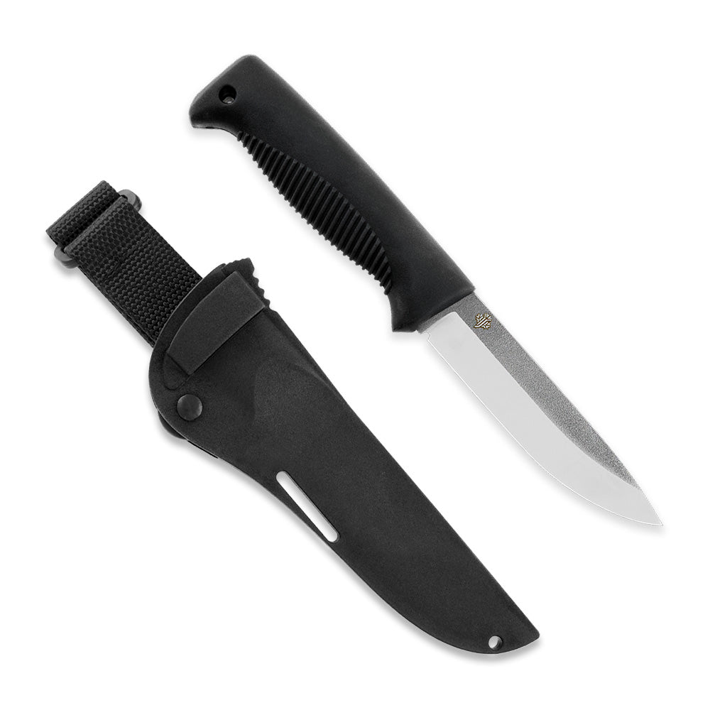 M07 N690 Ranger Puukko schwarz, unbeschichtet, Kompositscheide (schwarz)