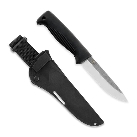 M07 N690 Ranger Puukko schwarz, unbeschichtet, Kompositscheide (schwarz)
