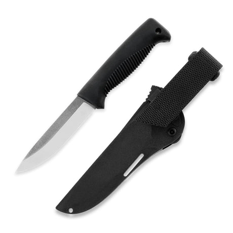 M07 N690 Ranger Puukko schwarz, unbeschichtet, Kompositscheide (schwarz)