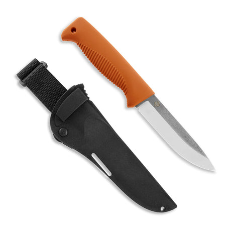 M07 N690 Ranger Puukko orange, unbeschichtet, Kompositscheide (schwarz)