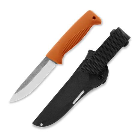 M07 N690 Ranger Puukko orange, unbeschichtet, Kompositscheide (schwarz)