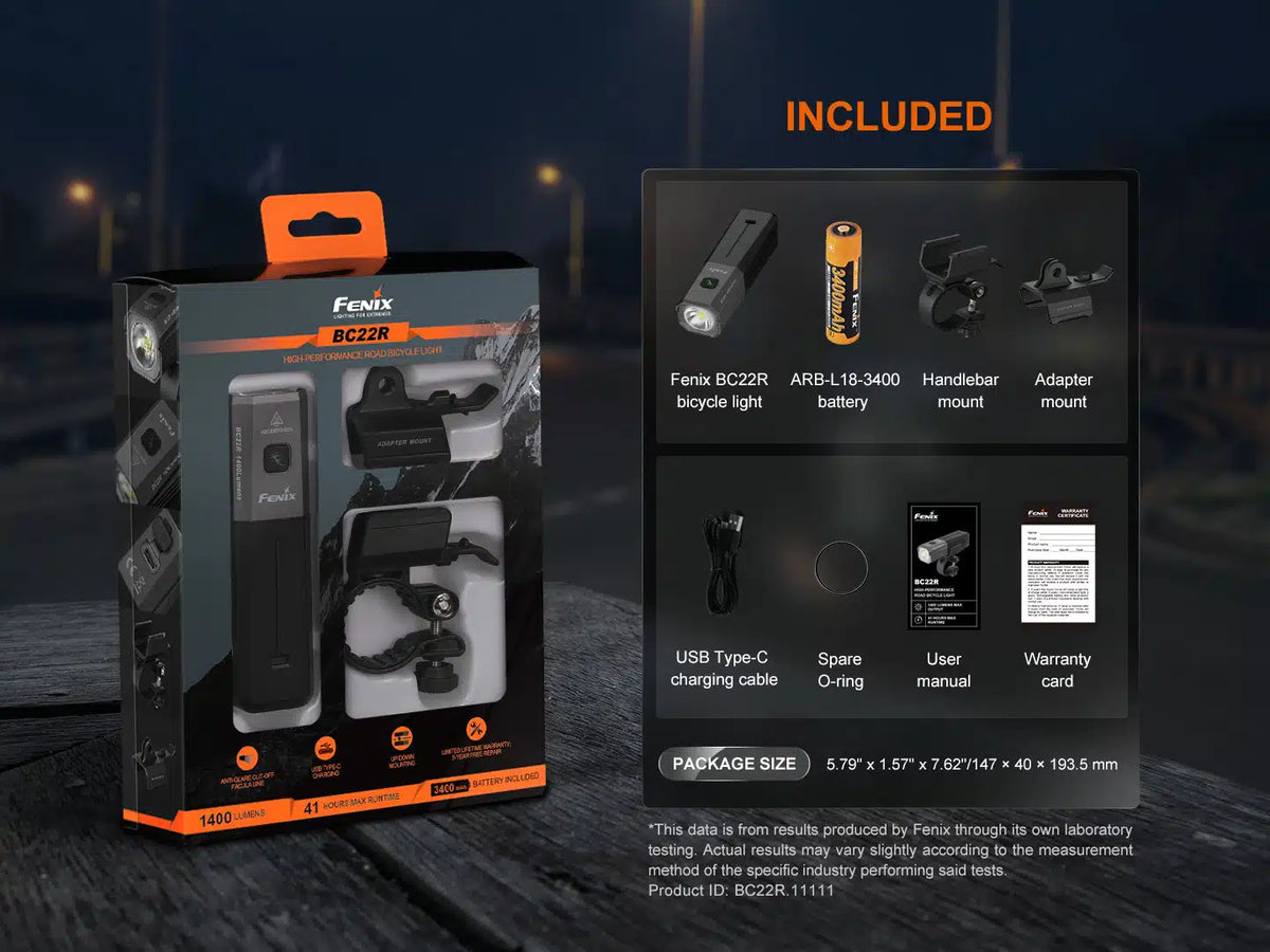 Fenix - BC22R Fahrradlampe (1400 Lumen)