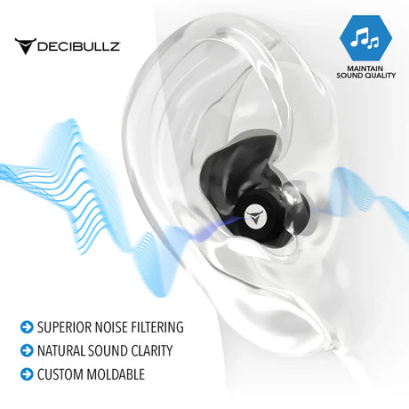 Decibullz - High-Fidelity Earplugs Gehörschutzstöpsel schwarz (SNR=19db)