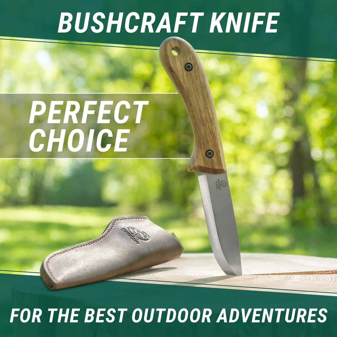 BeaverCraft - BSH2 Bushcraft-Messer mit Lederscheide (Kohlenstoffstahl)