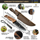 BeaverCraft - BSH3 Bushcraft-Messer mit Lederscheide (Kohlenstoffstahl)