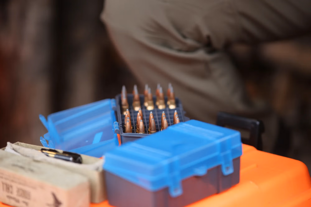 Patronenbox .30-0, .7mm MAG, .338 MAG (blau)
