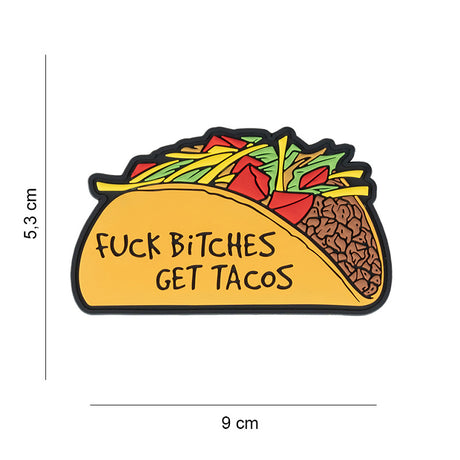 Klettabzeichen Fuck bitches get tacos - color