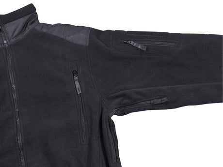 Fleecejacke, Reißverschluss-Taschen, Lange Ärmel, Schwarz, Outdoor-Jacke, Fleecejacke, Reißverschlusstaschen, Brusttasche, La