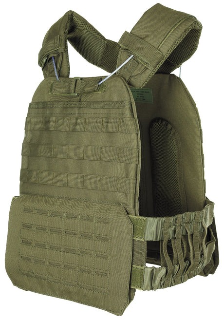 Weste, TACTICAL, Kragarm, Gurtband, Schulterriemen, Taktische Weste, Platten-Träger, MOLLE-System, Olivgrün, Lastaufnahmesyst