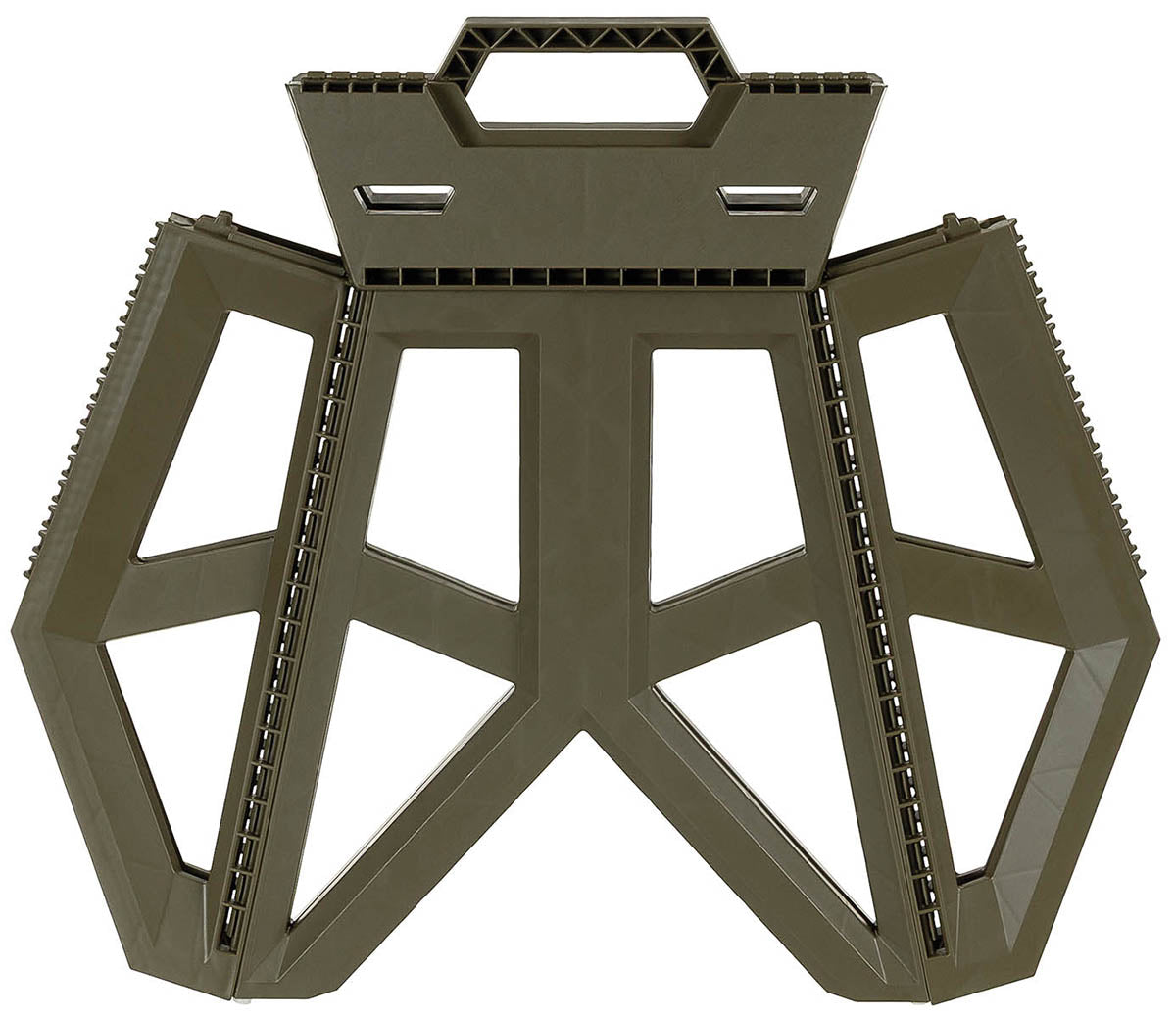 Plastic collapsible stool, Olive green, Foldable stool frame, Outdoor furniture, Triangular brace, Koffertragesystem, Klapptr