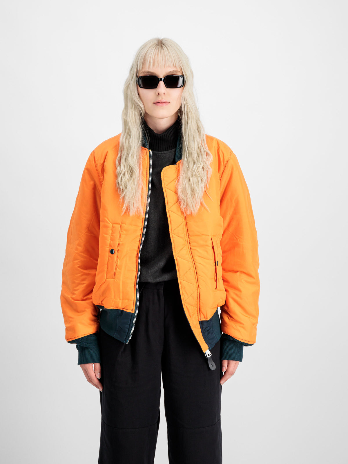 jacke, orange, Bomber, Puffer, Reißverschluss