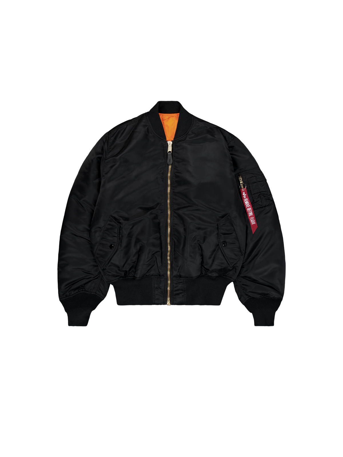 Bomberjacke, Schwarz, Reißverschluss, Kragenrib, Puffärmel