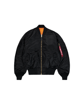 Bomberjacke, Schwarz, Reißverschluss, Kragenrib, Puffärmel