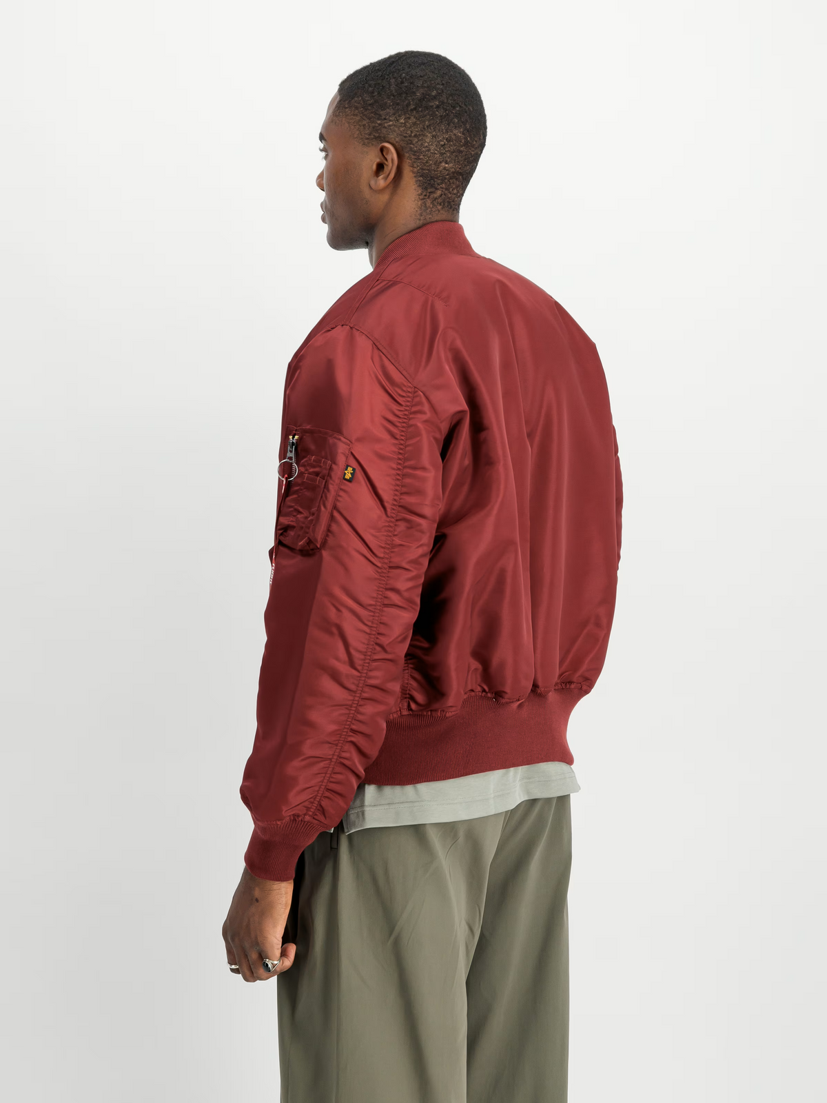 Bomberjacke, Bordeauxrot, Ärmeltasche, Rippbündchen, Leicht