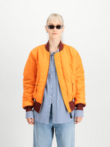 jacke, Bomber, orange, Kragen/Rippbündchen, Streifenhemden, orange bomber, Pufferjacke, gestreiftes Shirt, Sonnenbrille, blau