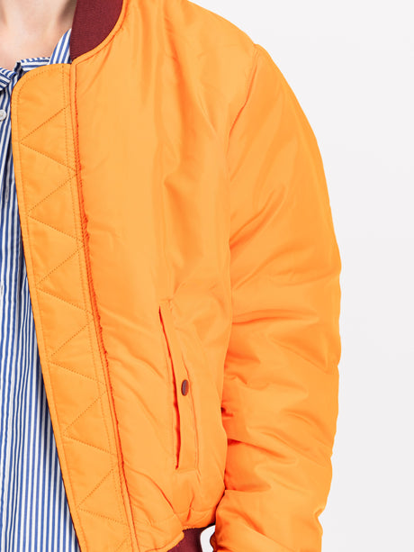 orange Jacke, Pufferjacke, quilted lining, Streifenhemd, Außenjacke Tasche