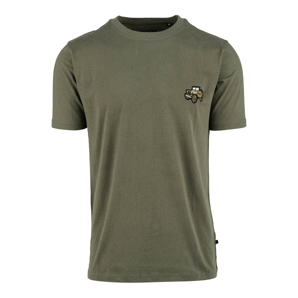 t-shirt, olive, kurzarm, emblem, kleinfahrzeug