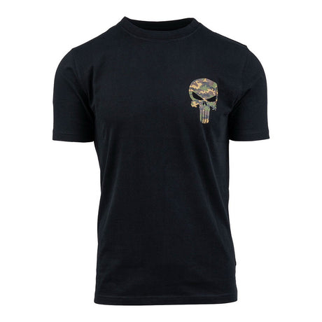 t-shirt, kurzarm, schwarz, camouflage-schädel, casual