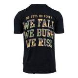 t-shirt, kurzarm, schwarz, tarnmuster, grafiktext