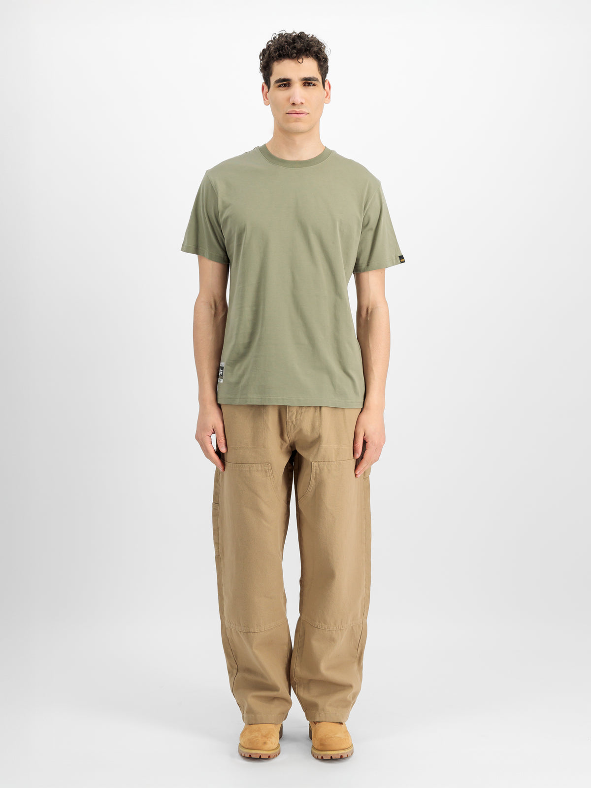 T-Shirt, Khaki, Olive, Kurzarm, Basic