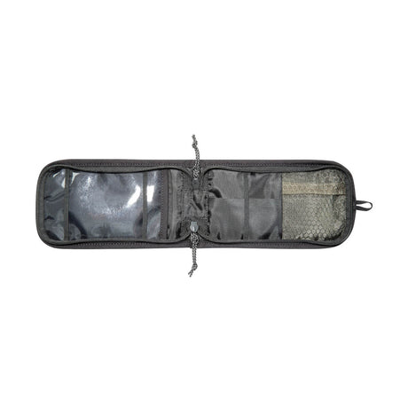 faltbarer organiser, zippered case, außen schwarz, netztasche, reißverschluss