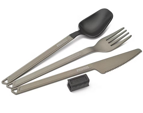 Grillbesteck, Gabel, Messer?, Schneideklinge, Tasche?, Camping utensils, Spork set, Metal cutlery, Foldable handles, Carrying