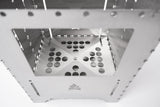 metallischer schale, perforiertes muster, industriell, Edelstahl, behälterbauteil